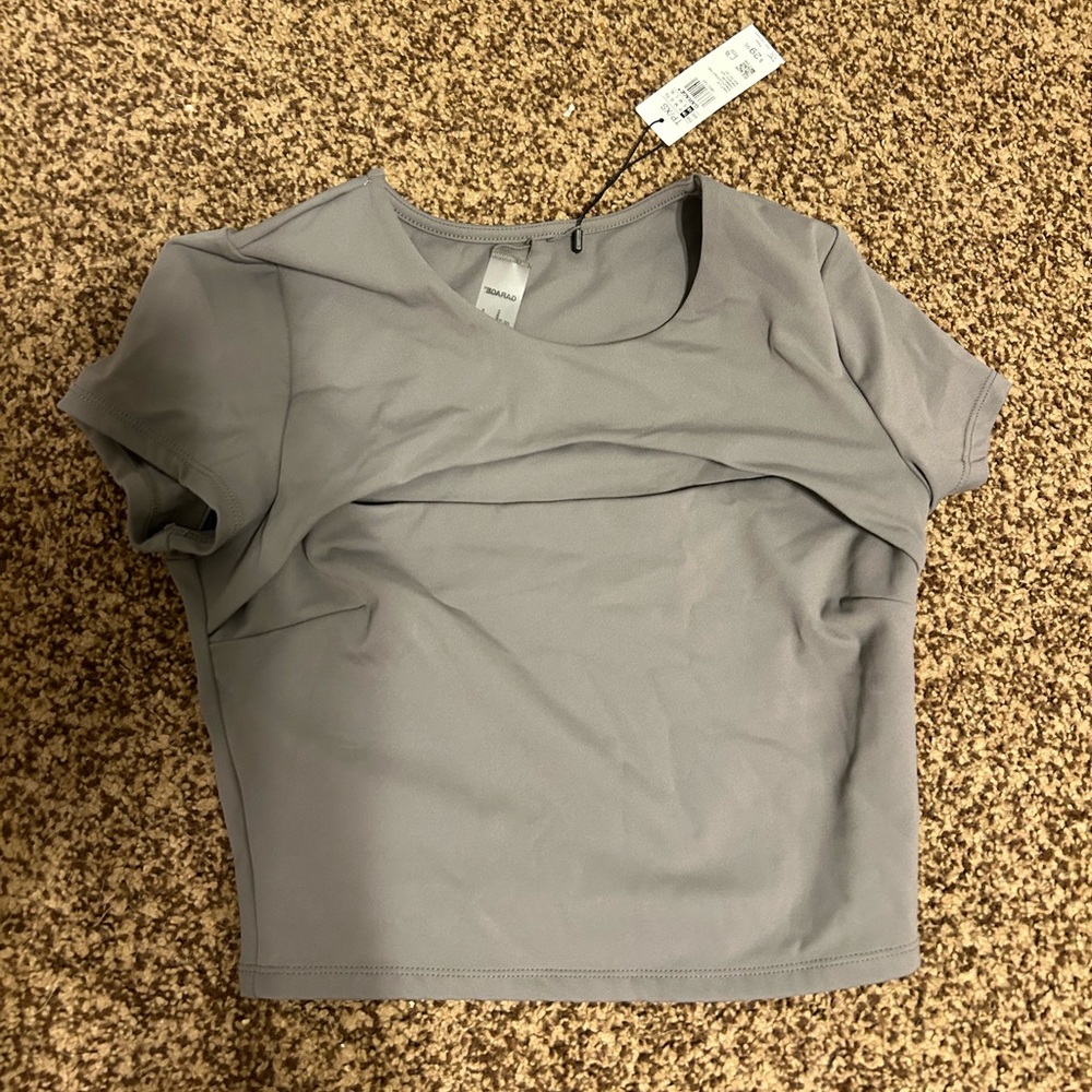 Gray Cut Out Crop Top